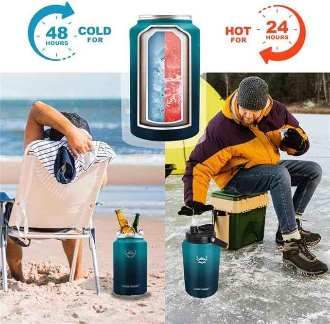 NATURE PIONEOR 1 Gallon Insulated Water Bottle - Double Vacuum Stainless Steel 128 oz Water Bottle with Holder/Carrier, Wide Mouth 1 gallon Water Jug for Outdoor Sports, Hiking, Camping, Gym