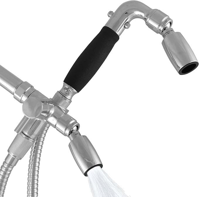 High Sierra® Lead-Free Metal 3-way Combination Shower Kit. Built in Diverter Valve Effortlessly Diverts Flow from the Fixed Shower Head to the Handheld and back - Ultra Low Flow 1.25 GPM - Chrome