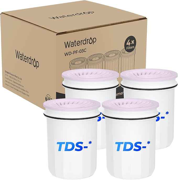 Waterdrop TDS Reduction Replacement Filter for WD-WFD-03L Dispenser Filtration System, Reduces TDS, Chlorine, PFOA/PFOS and More, 2 months, WD-PF-03B (4 Packs)