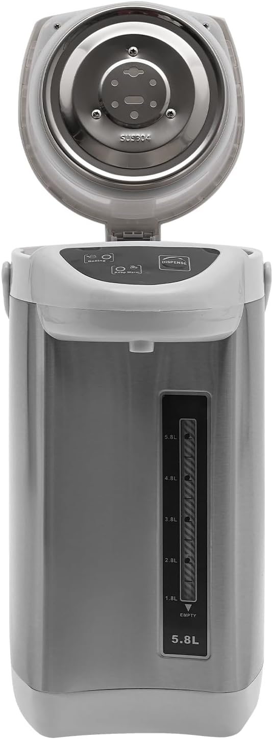 Electric Kettle, 5.8 L/196 Oz Electric Hot Water Urn Pot Dispenser, 304 Stainless Steel Water Boiler Warmer, 110V 750W Multi-Function Smart Kettle with Removable Water Tank for Offices Home (Grey)