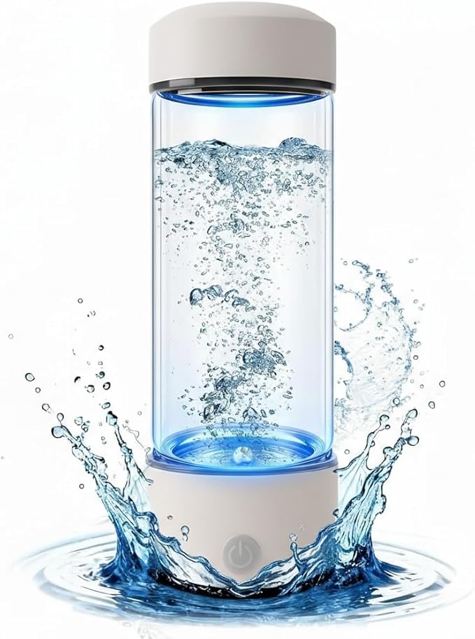 Hydrogen Water Bottle, Portable & Rechargeable – Molecular Hydrogen Water Generator, Alkaline Ionizer, Hydrogenated Water Purifier for Health & Fitness with Hydrogen-Rich Water White