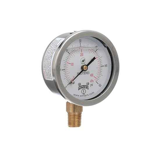 Winters 2-1/2" Dial Size, Liquid Filled Industrial Pressure Gauge, Potable Brass, 304 Stainless Steel Case, Dual Scale 30" Hg-0-300 psi/kPa, 1.5% Acc, 1/4" NPT Bottom Mount, Pressure & Vacuum Gauge