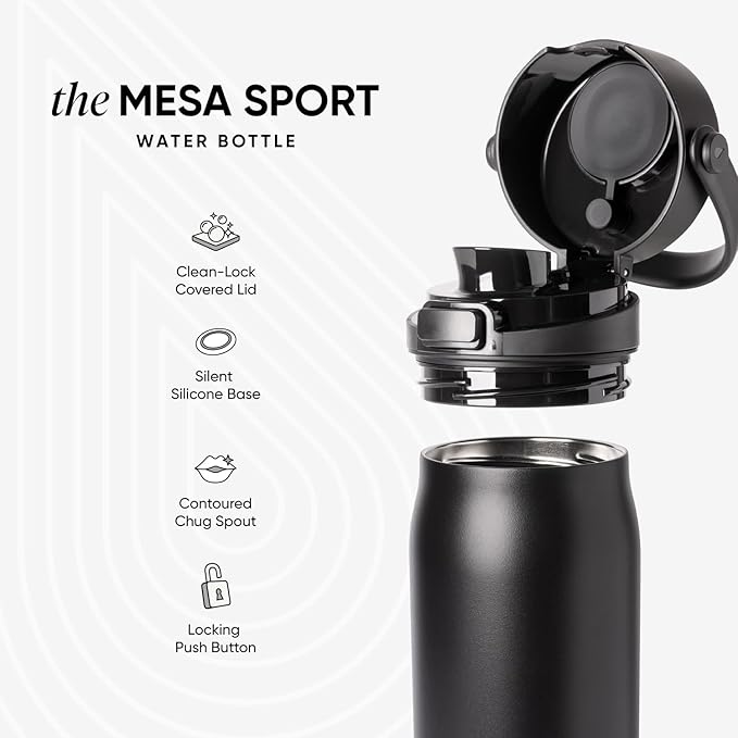 Simple Modern Mesa Sport Water Bottle with Covered Chug Lid | 24oz Cup Holder Friendly Insulated Stainless Steel Bottle for Gym, Sports and Travel | Cherry Wine