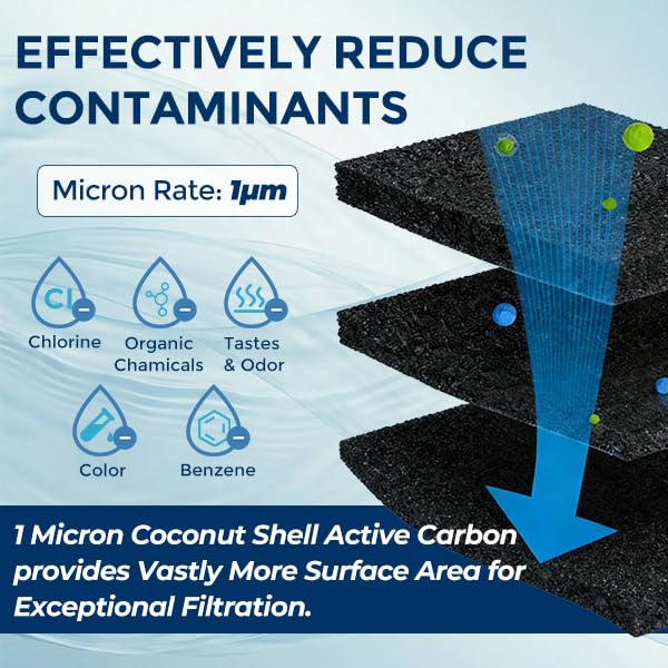 1 Micron 10" x 2.5" Whole House CTO Carbon Water Filter (6 Count)