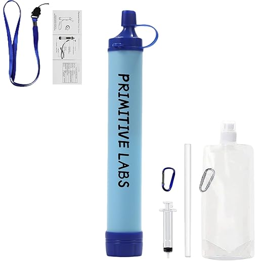 Water Filter, Survival Filtration Portable Gear, Emergency Preparedness, Supply for Drinking Hiking Camping Team Family Outing (1PCS)