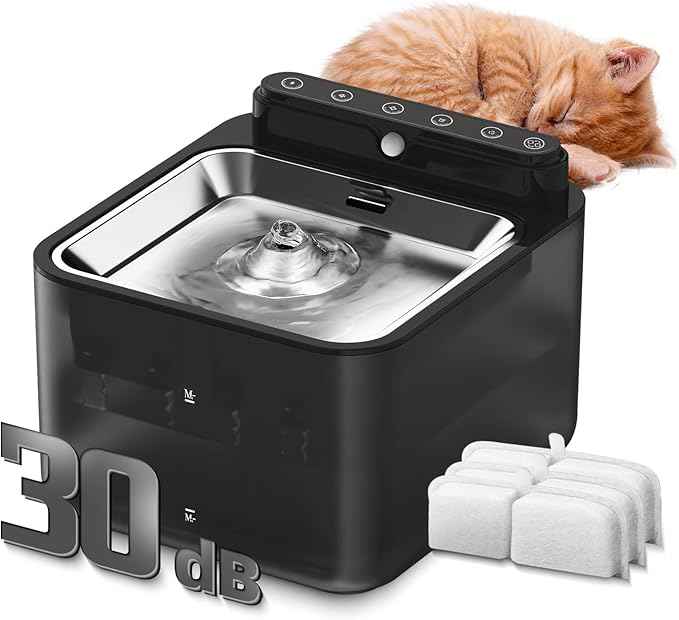 Wireless Cat Water Fountain Battery Operated,Water Fountains for Cats Indoor,108oz/3.2L Motion Sensor Pet Water Fountain,BPA-Free, 3 Filters