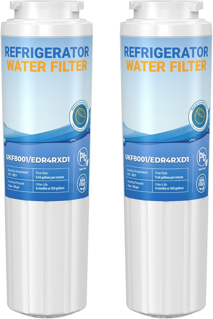 UKF8001 Replacement for whirlpool Filter 4 - Edr4rxd1 Water Filter fit for Filter 4,whr4rxd1,4396395,UKF8001AXX-200,krfc300ess01 wrf555sdfz16 wrx735sdhz00, wrx735sdhz02,Hdx Fmm-2 |2pack| Zypxsyxgb - AquaVibe