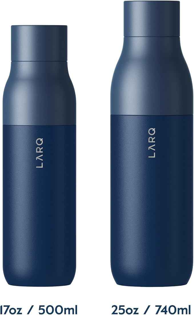 LARQ Bottle Twist Top 25 oz - Insulated Stainless Steel Water Bottle | BPA Free | Reusable Water Bottle for Camping, Office, and Travel | Keep Drinks Cold and Hot, Monaco Blue