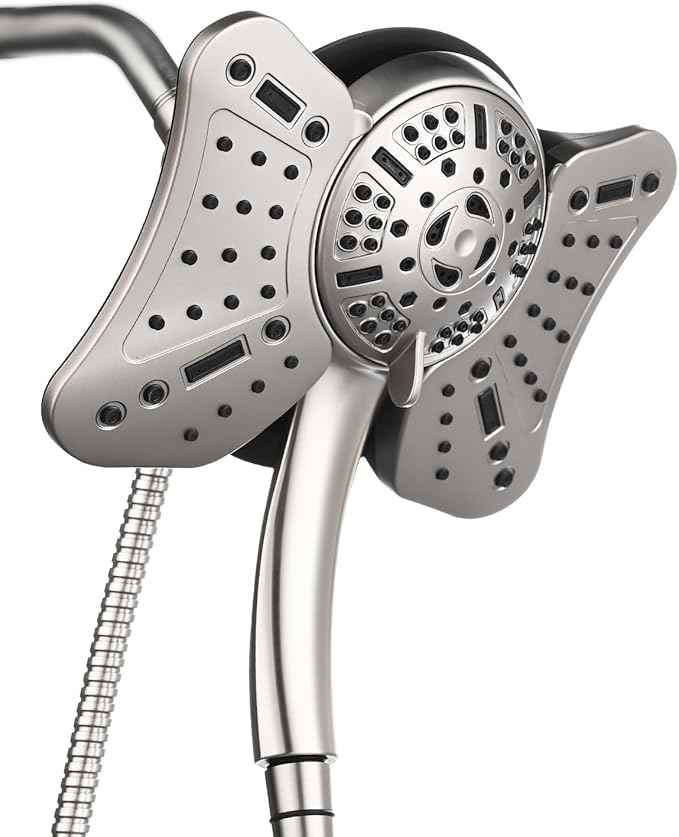 GRICH 2.5GPM Shower Head with Handheld Spray Combo: 2 in 1 Rainfall Shower Heads high pressure & Handheld Shower Head, 9 Spray Modes/Settings Detachable Shower Head with 60 Inch Hose, Nickel