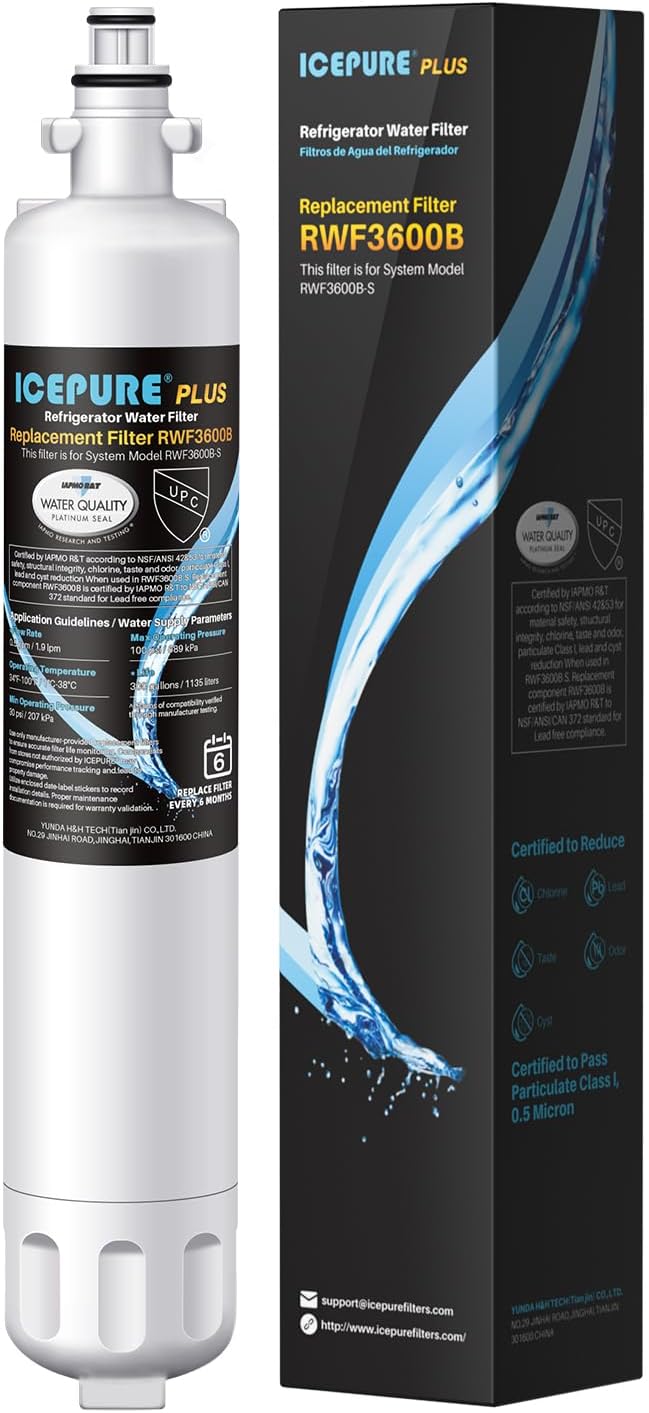 ICEPURE RPWF Refrigerator Water Filter, Replacement for GE RPWF (Not RPWFE), RWF1063, RWF3600B, WDS-RPWF, WSG-4, DWF-36, R-3600, AQF-RPWF, MPF15350, OPFG3-RF300, WF277, 1Pack
