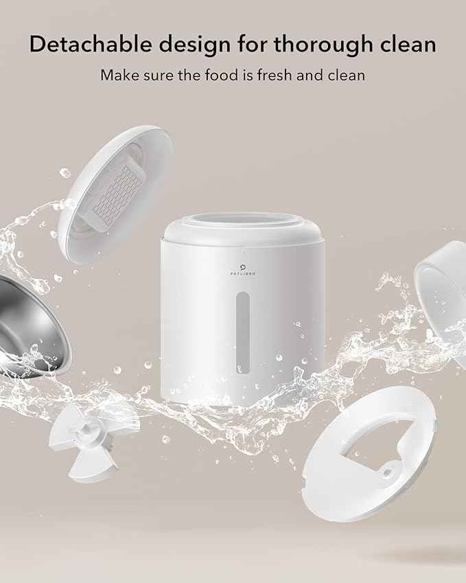 PETLIBRO Automatic Cat Feeder, Automatic Dog Food Dispenser with Freshness Preservation, 5L Timed Pet Feeders for Dry Food, Up to 6 Meals Per Day, Granary 5L Basic Button Type White