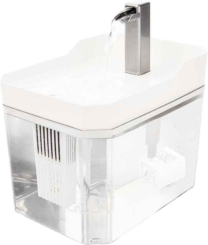 Plastic Cat Water Fountains Transparent and Visible Tank,50.7Oz/1.5L Cat and Dog Drinking Bowl Water Foutain Indoor Easy to Clean Small Pet Water Fountain with Quiet Pump White