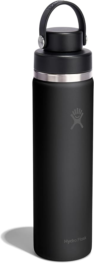 Hydro Flask Water Bottle - Insulated Stainless Steel - Wide Mouth Flex Chug Lid, Non Spill, Leakproof in 24 Oz Tonal Black
