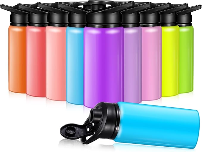 Mimorou 10 Pack Reusable Aluminum Water Bottles Bulk Multicolor Outdoor Sports Water Bottles for Travel Gym Cycling Camping, Snap Lid
