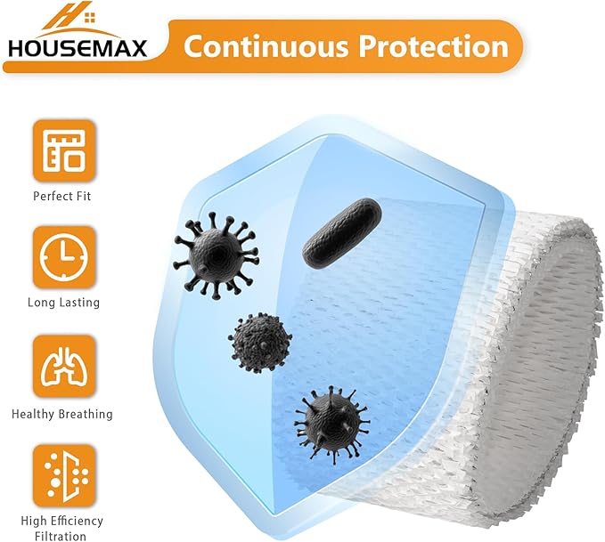 HOUSEMAX 2 Pack WF2 Humidifier Filter Replacements with 2 Humidifier Cleaning Fish, Compatible with Vicks V3100 V3500 V3600 V3700 V3800 V3900, Honeywell HCM-350, Kaz 3020, Sunbeam 1118, ECM-250i