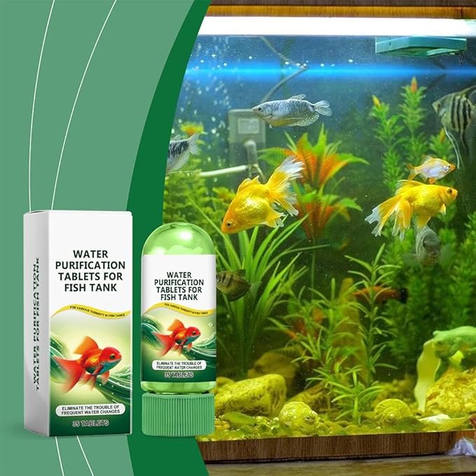 Powerful Aquarium Water Purification Tablet for Fish Tank,Portable Aqua Water Purification Tablets,Water Purifying Tablets for Aquariums,Remove All Kinds of Turbidity from Fish Tank Water (2pcs)