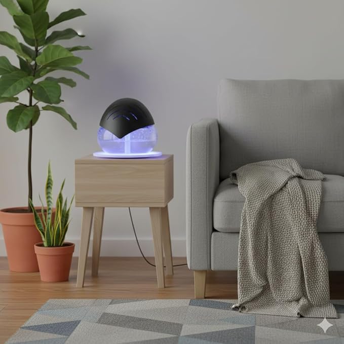 Air Purifier (Green) - Water Filter Air Washer For Home and Office - Essential Oil Aroma Diffuser With LED Night light - Small Air Cleaner For Smoke and Pets (Green)