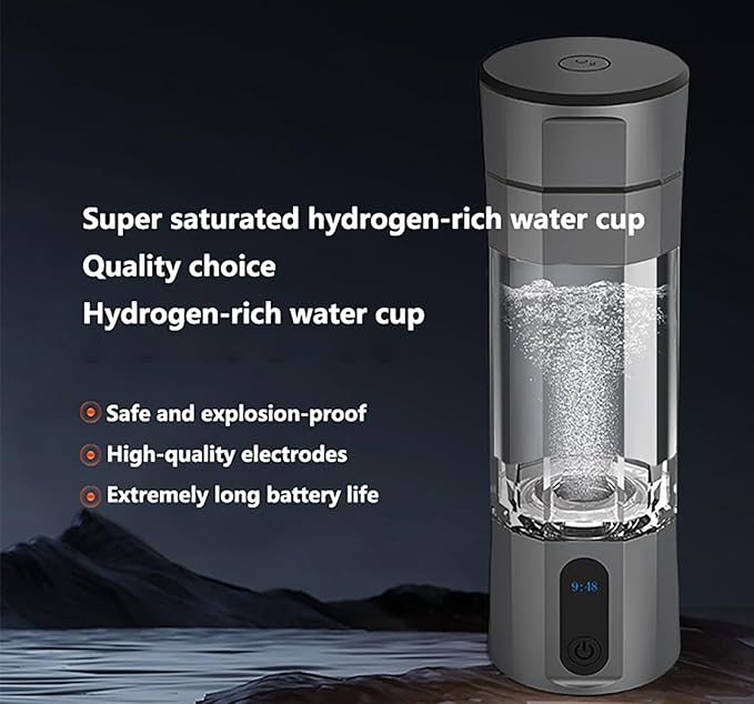 Portable PEM Hydrogen Water Bottle Generator, 200ML Smart Hydrogenated Water Bottle with Platinum Electrodes – Rechargeable Molecular Hydrogen Water Machine for Travel, Fitness & Home