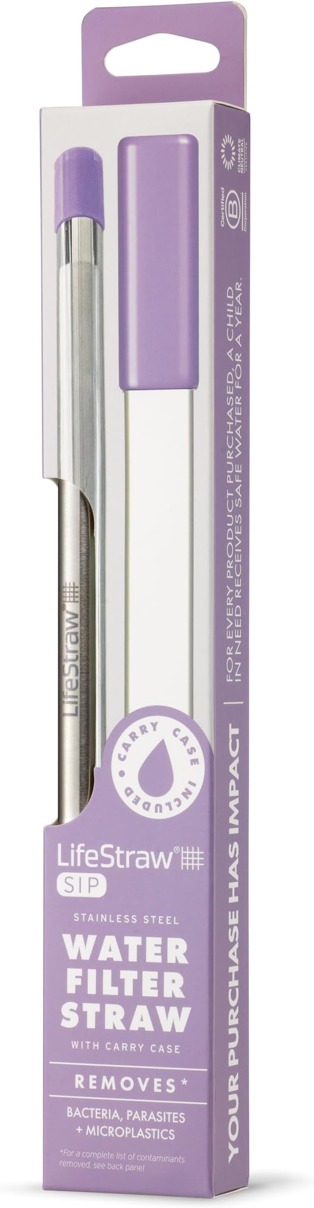 LifeStraw Sip – Reusable Stainless Steel Water Filter Drinking Straw