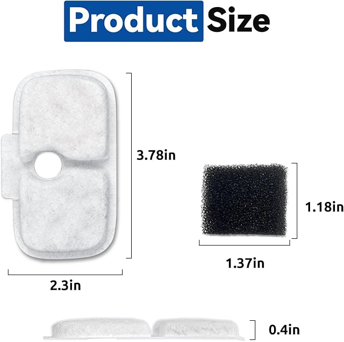 40 Packs for Petlibro Cat Water Fountain Filters Replacement, Compatible with PETLIBRO®Dockstream Cat Water Fountain PLWF005 PLWF115 PLWF105 (20 Replacement Water Filters + 20 Pre-Filter Sponges)