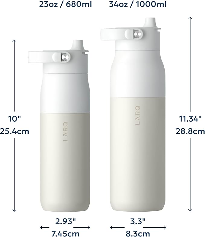 LARQ PureVis 2 Self Cleaning Water Bottle - UV Water Purifier with Filter Straw, Smart App Hydration Tracking, Insulated Stainless Steel