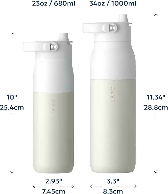 LARQ PureVis 2 Self Cleaning Water Bottle - UV Water Purifier with Filter Straw, Smart App Hydration Tracking, Insulated Stainless Steel