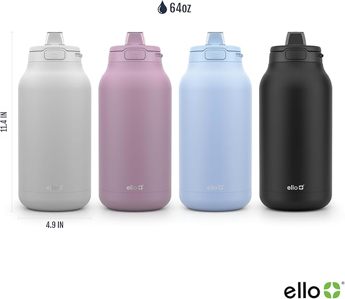 Ello Hydra 64oz Half Gallon Vacuum Insulated Stainless Steel Jug with Locking
