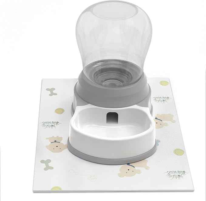 1 Gallon Automatic Dog Water Dispenser, Premium Large Capacity Gravity Pet Water Bowl with Non-Slip Mat for Multiple Pets, BPA-Free Cat Water Feeder for Large Dogs, Refill Less Often, Grey