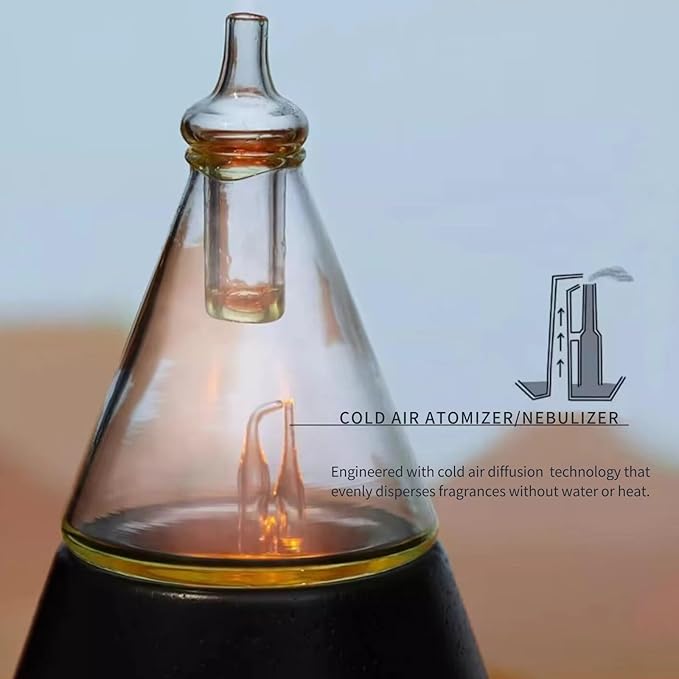 Aroma Nebulizer - Waterless Essential Oil Diffuser with Wood and Glass, Professional Grade atomtzing Diffuser, No Water, No Heat, No Plastic (1 Fragrance Included)