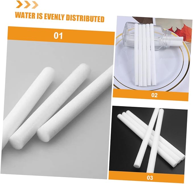 PRETYZOOM 50pcs Diffuser Sticks High Absorption Humidifier Refill for Essential Oils Replacement Wicks for Home Car and Travel Use - AquaVibe