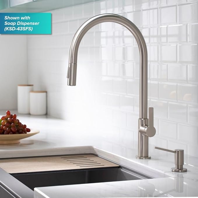 KRAUS Oletto High-Arc Single Handle Pull-Down Kitchen Faucet in Spot Free Stainless Steel, KPF-2821SFS