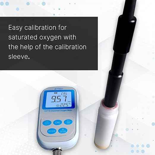 Apera Instruments SX716 Portable Lab Dissolved Oxygen DO Meter, Waterproof, Automatic Temperature, Salinity Compensation and Calibration Silver AI461