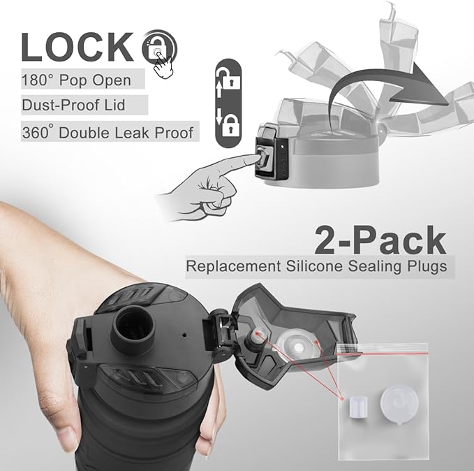 ZORRI Sports Water Bottle, 400/500/700ml/1L, BPA Free Leak Proof Tritan Lightweight Bottles for Outdoors,Camping,Cycling,Fitness,Gym,Yoga- Kids/Adults Drink Bottles with Filter, Lockable Pop Open Lid