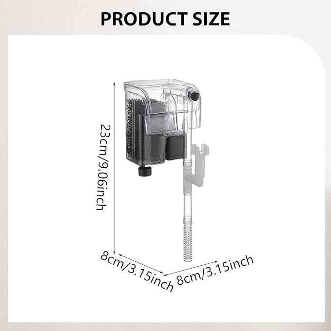 Auto Start Hang on Back Aquarium Adjustable Quiet Fish Tank Hob for Freshwater Accs, B