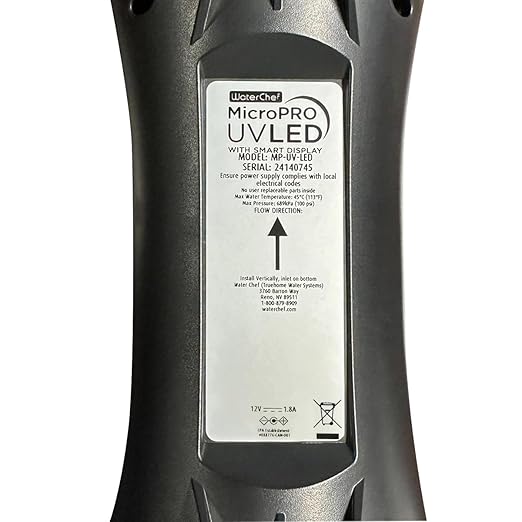 WaterChef MicroPRO UV LED Under-Sink Water Purifier System with Smart Features (No Faucet), Reduce up to 99.99% of Pathogens, Mercury-Free