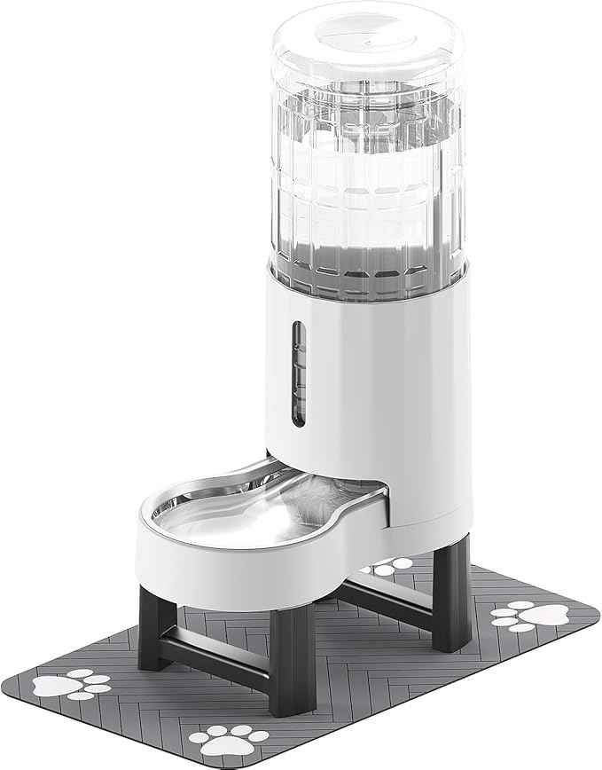 CZPET Elevated Dog Water Bowl Dispenser for Large Dogs,2.5 Gallon Tall Raised Pet Waterer Stand,Relieve Neck Pressure,Large Capacity and Drinking Area Noise-Free for Pets (9.5L+Stand,White)