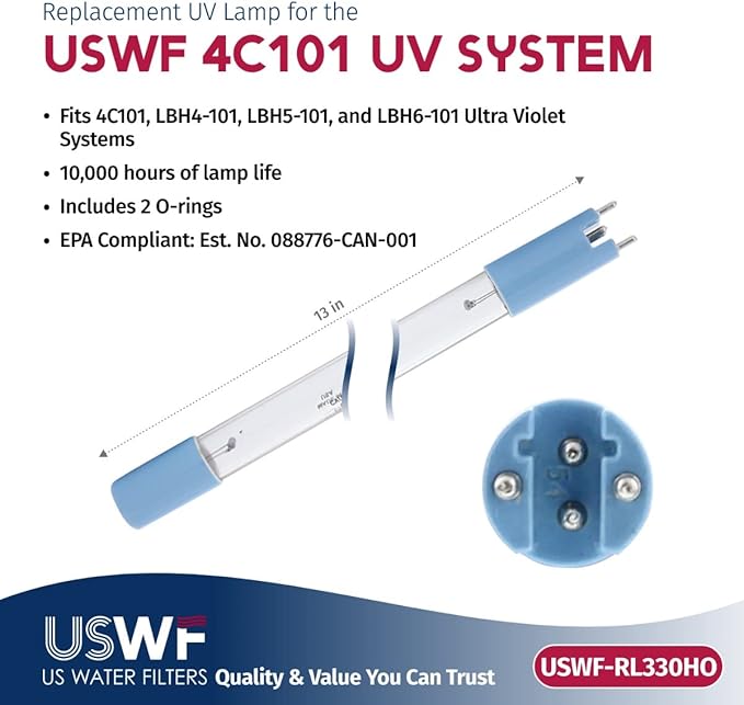 RL330HO Replacement UV Lamp for USWF 4C101 Treatment System, Made in The USA