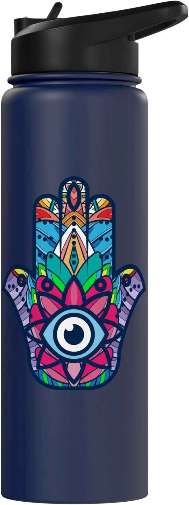 Colorful Nazar Amulet Hamsa Symbol Blue Evil Eye Ornament Stainless Steel Insulated Water Bottle
