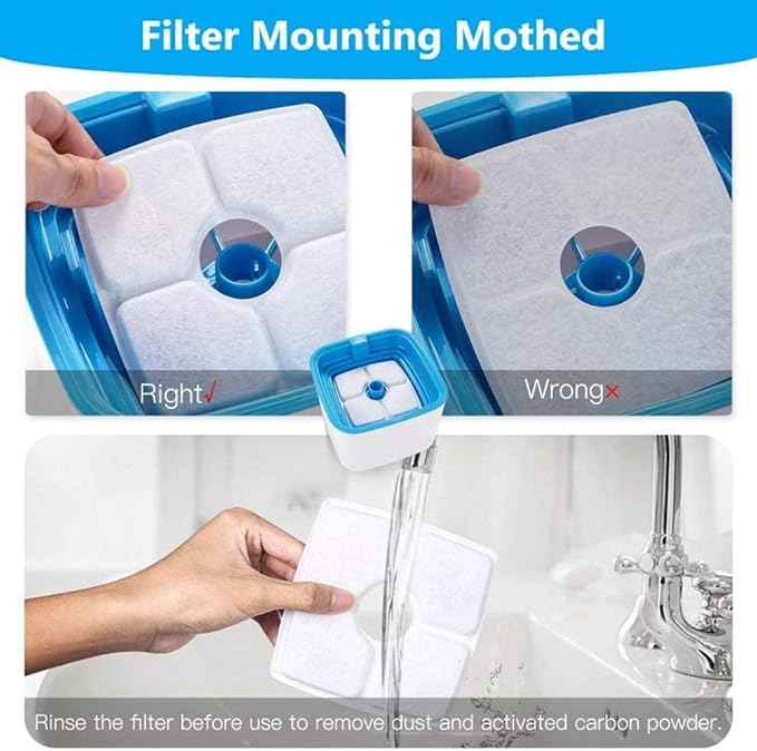 Pet Fountain Filters Replacement for 84oz/2.5L Automatic Cat Water Fountain Dog Water Dispenser, Ion Exchange Resin and Coconut Activated Carbon Replacement Filter For Cat&Dog Water Fountain