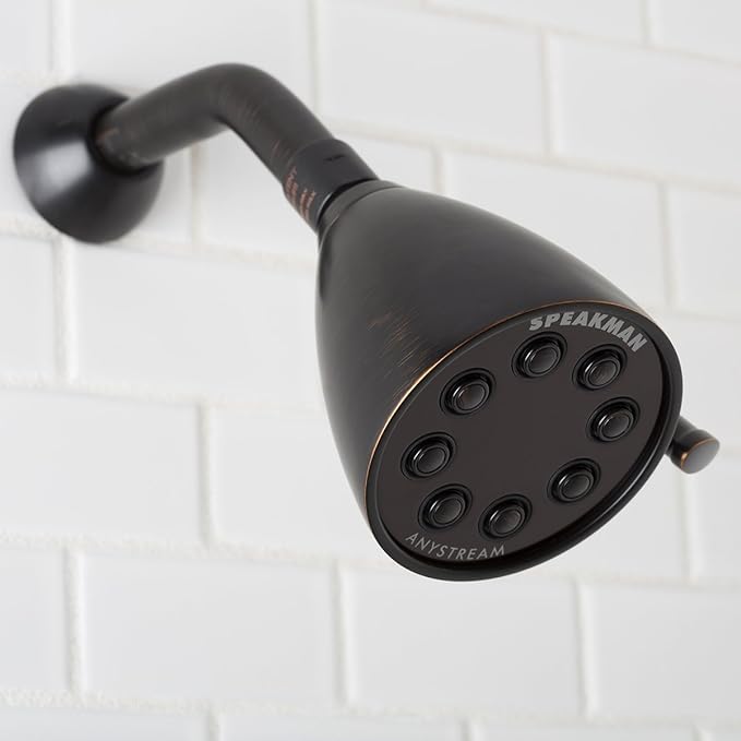 Speakman S-2251-ORB Signature Icon Anystream High Pressure Adjustable Solid Brass Shower Head, Oil-Rubbed Bronze , 2.5 GPM