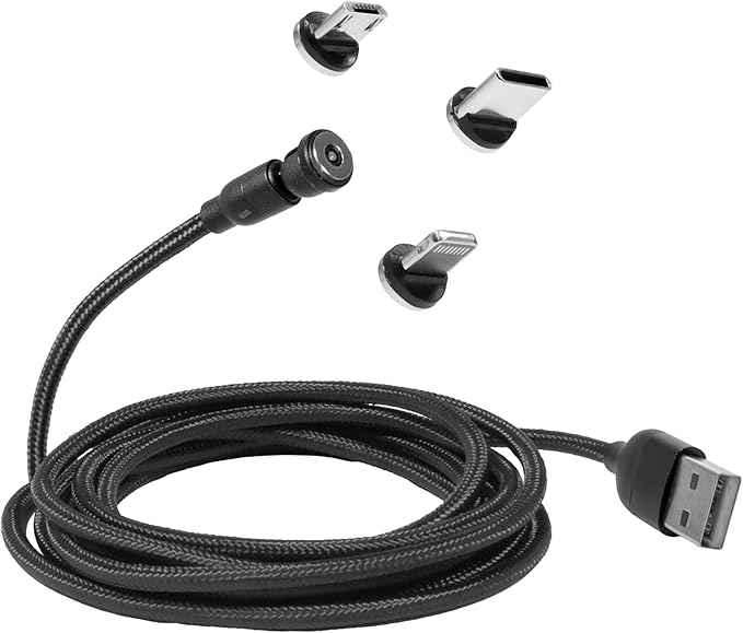 BoxWave Cable Compatible with LARQ Bottle PureVis 25 oz - MagnetoSnap AllCharge Cable, Magnet Charging Cable USB Type-C Micro USB - Jet Black
