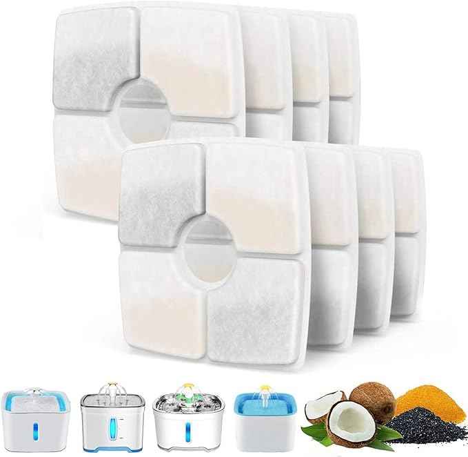 8-Pack Cat Water Fountain Filter Replacement Filters, Compatible with 84oz/2.5L Pet Fountain Cat Water Fountain Dog Water Dispenser