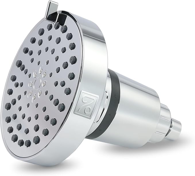 SEVENTY 4-Setting Filtered Shower Head with Shower Filter in Chrome – Helps Reduce Chlorine and Impurities for Healthier Hair, Skin and Scalp, Easy to Install (Model 12155)