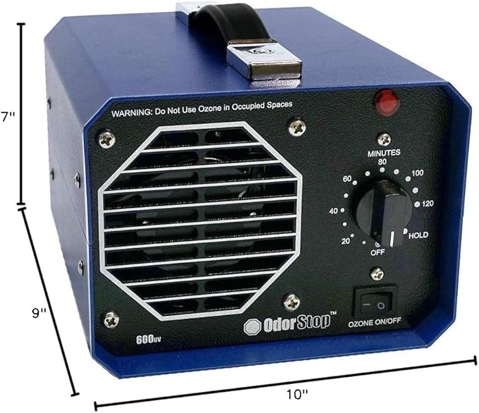 OdorStop OS600UV Professional Grade Travel Size/Mini Ozone Generator/UV Air Purifier for Areas of 600 Square Feet+, For Deodorizing and Purifying Small Spaces Such as Hotel Rooms