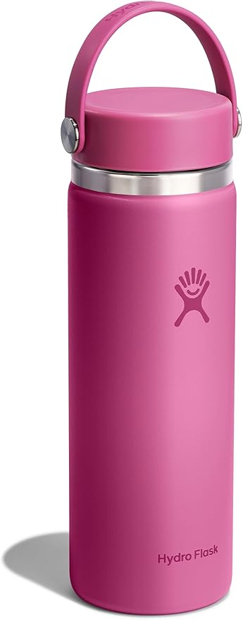 Hydro Flask Water Bottle - Insulated Stainless Steel - Wide Mouth Flex Lid, Non Spill, Leakproof and Refillable in 20 Oz Reef Pink