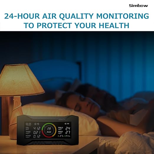 8-in-1 Air Quality Monitor Indoor, Portable Air Quality Tester CO2 Monitor (PM2.5, PM10, CO2, VOC, Formaldehyde, Humidity, Temp)