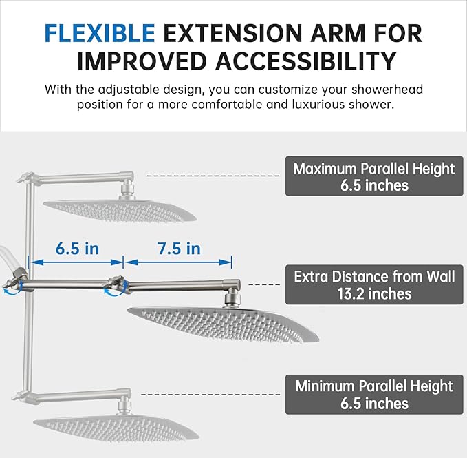 G-Promise All Metal 14 Inch Dual Shower Head with Handheld Combo, Rain Shower Head, with 16 Stage Shower Filter For Hard Water, Reduces Chlorine and Fluoride, Improves Dry Skin (Brushed Nickel)