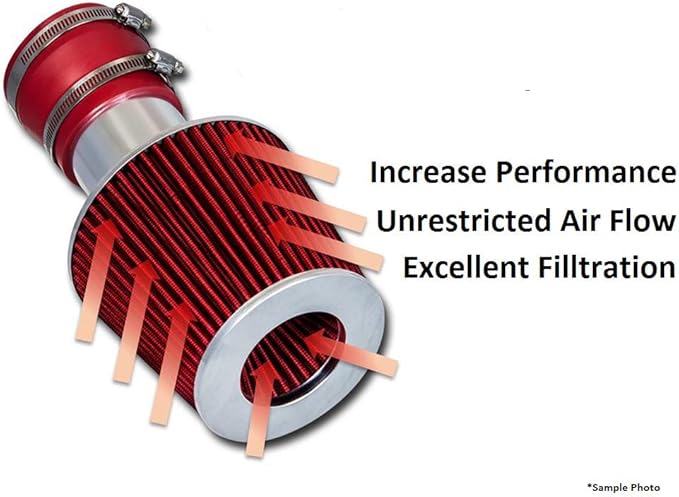 Truck Cold Air Intake Red 6" / 152 mm Inlet Reusable Quality Universal Clamp On Cone Replacement Dry Short Air Filter