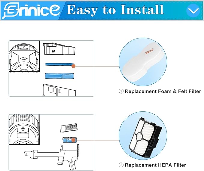 HZ4002 Filter Replacement for Shark HZ3002 HZ3000 Stratos Ultralight Corded Stick Vacuum Accessories Spare Part, 2 HEPA & 4 Foam & Felt Filters Kit, Compare to Part # XFFKHZ3000 XHFHZ3000 - AquaVibe