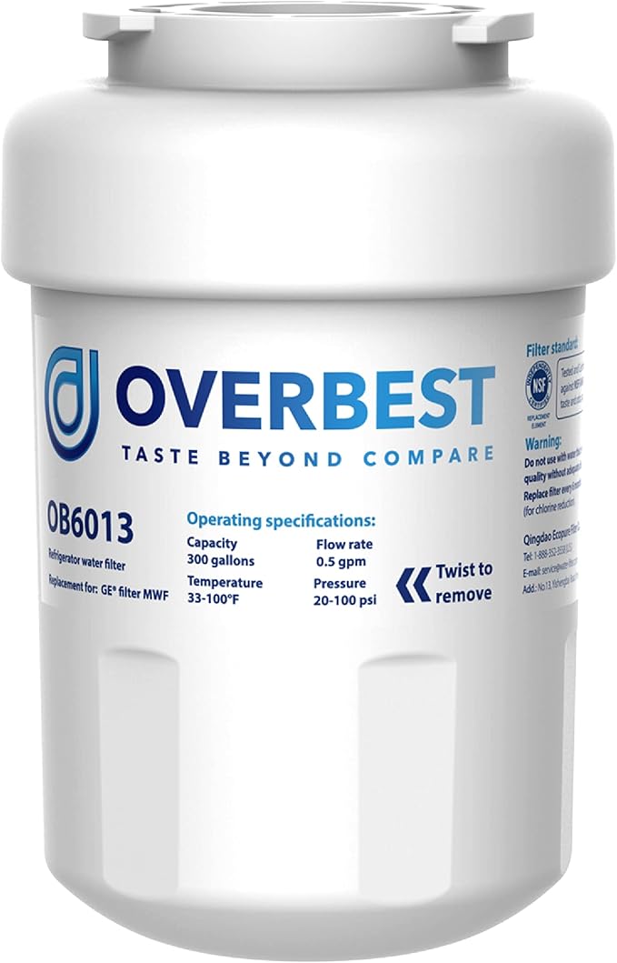 Overbest OB6013 Replacement for GE® MWF®, SmartWater® MWFP, MWFA, GWF, MWFAP, HDX FMG-1, WFC1201, HWF, GSE25GSHECSS, 9991, RWF1060, 197D6321P006 - AquaVibe